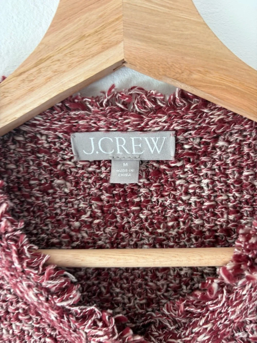 J. Crew Cropped Fringe‎ Trim Short Sleeve Knit Lady Jacket In Marled Yarn Medium